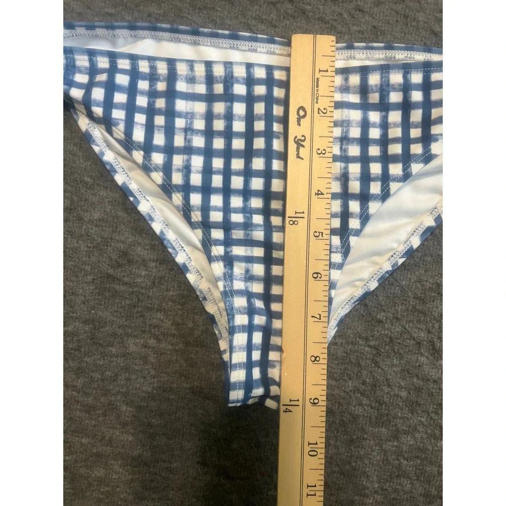 Southern Tide Blue Gingham Ruffle Bikini Set Top S Bottom XS Style 9228 9227